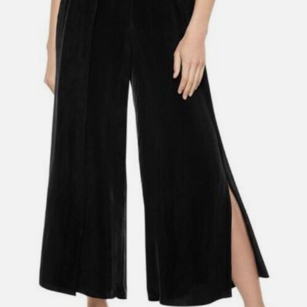 Alice + Olivia Black Wide Leg Cupro Pants Size XS